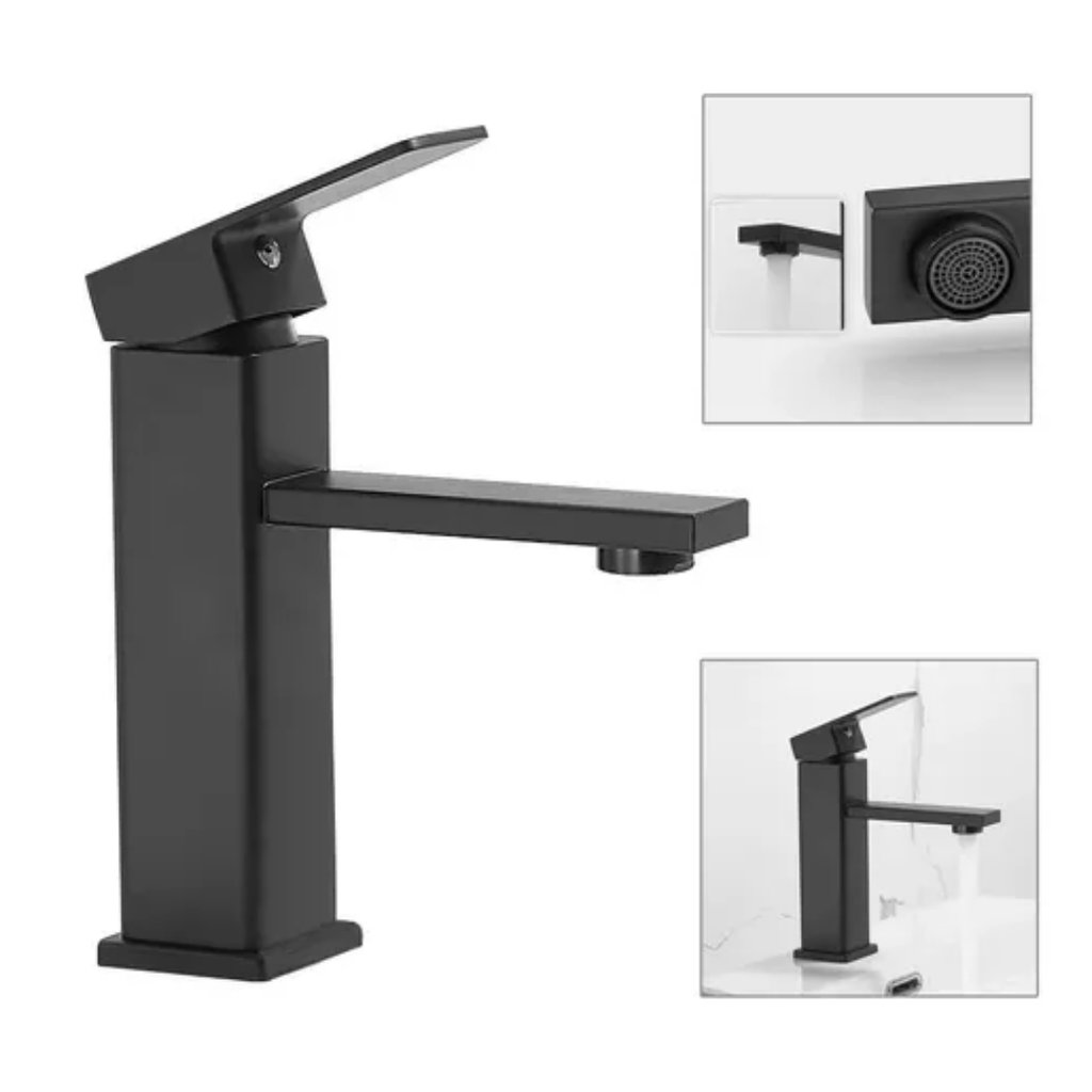 LLAVE LAVAMANOS MONO CONTROL LUJO NEGRA BAJA