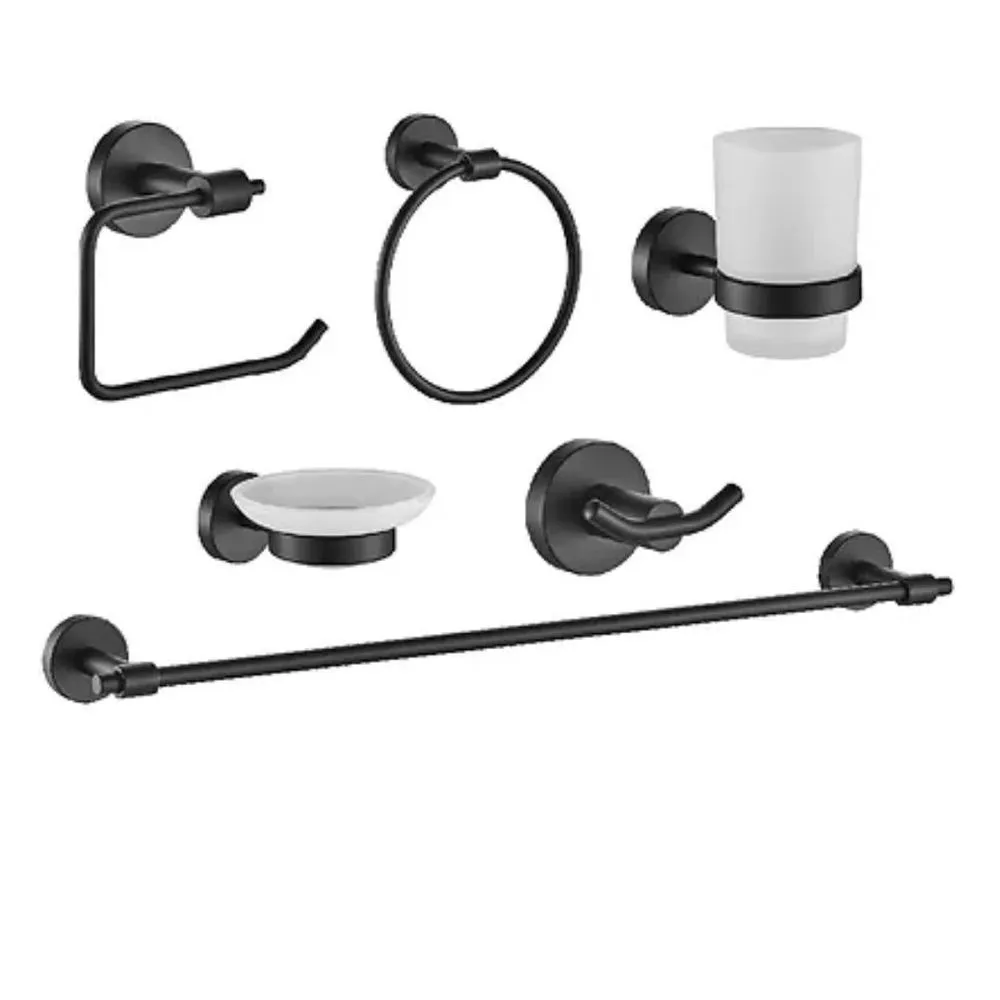 KIT DE BAÑO NEGRO  6 PIEZAS CARDENAS