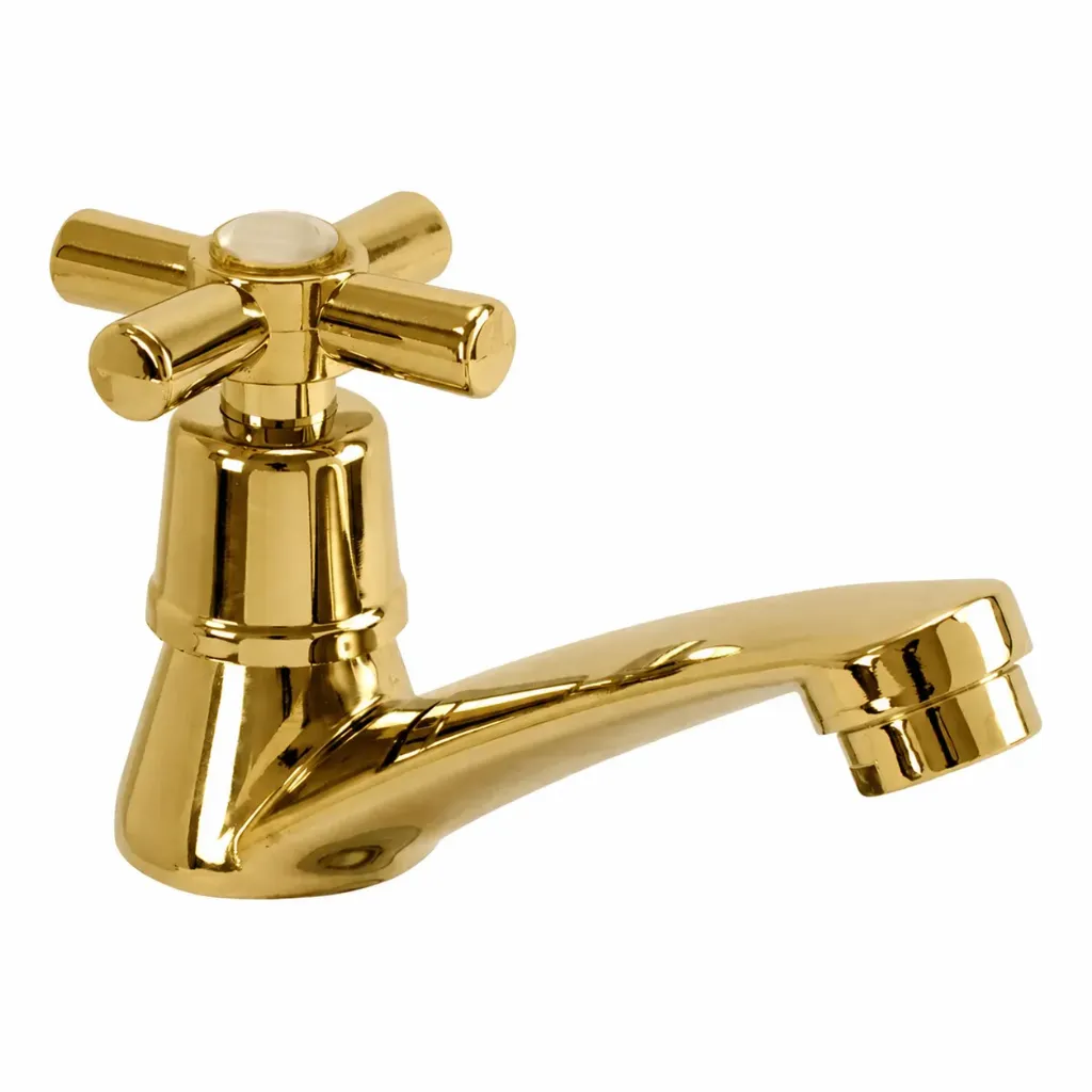 LLAVE LAVAMANOS CRUCETA DORADA