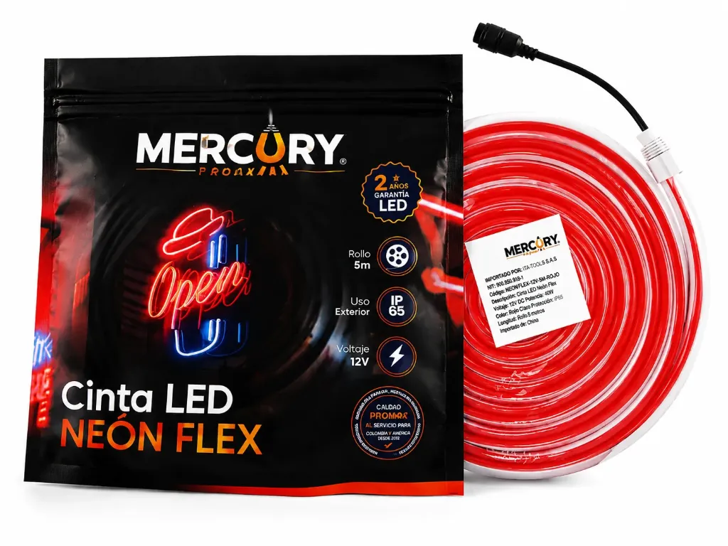 CINTA LED NEONFLEX 12 V X 5 METROS ZFR 342 LUZ ROJO