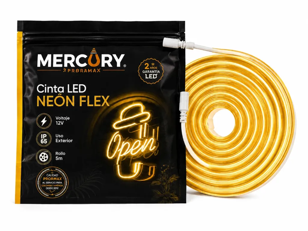 CINTA LED NEONFLEX 12 V X 5 METROS ZFR 346 LUZ DORADO
