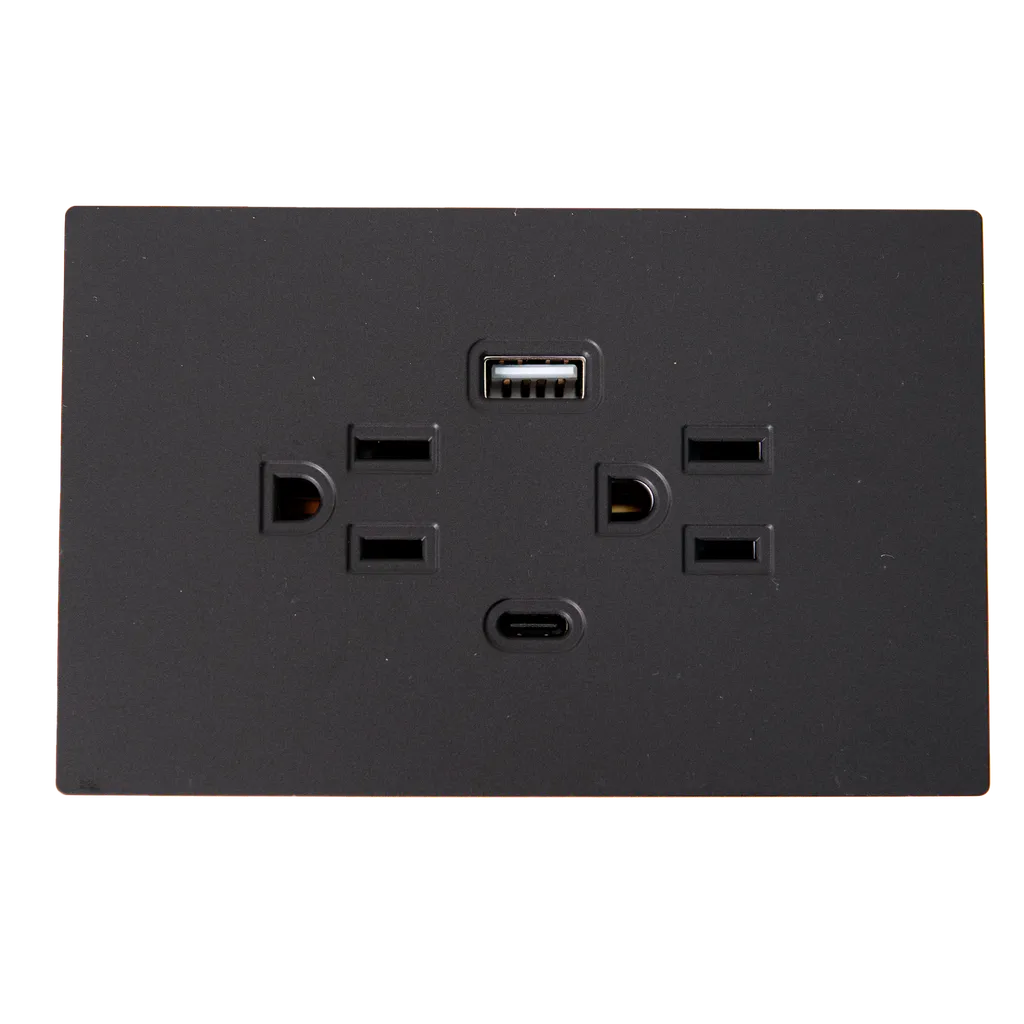 TOMA SENCILLA NEGRA USB + TIPO C